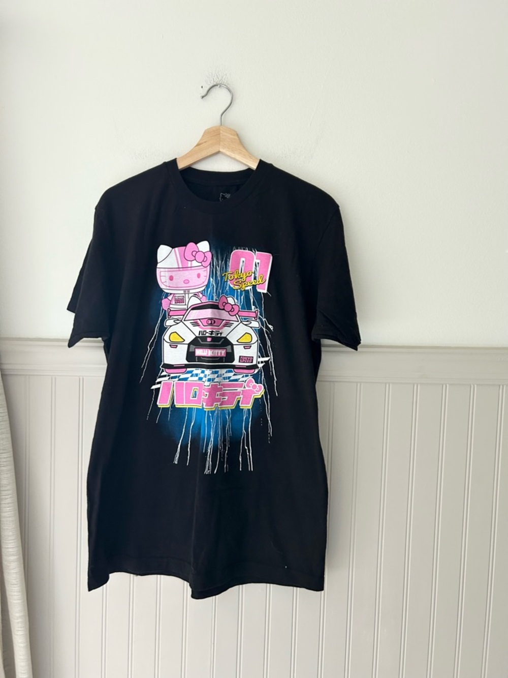 Hello Kitty Large Black Tokyo Speed Racing Graphic Cotton Shirt